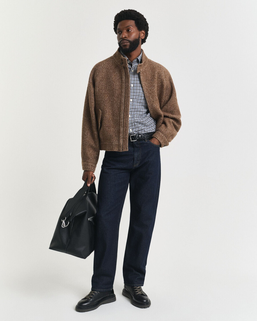 camicia in twill a quadri regular fit - blu navy