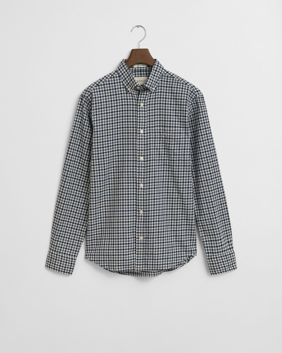 camicia in twill a quadri regular fit - blu navy
