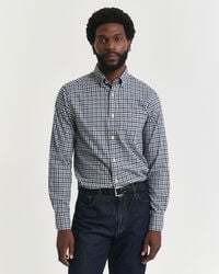 camicia in twill a quadri regular fit - blu navy