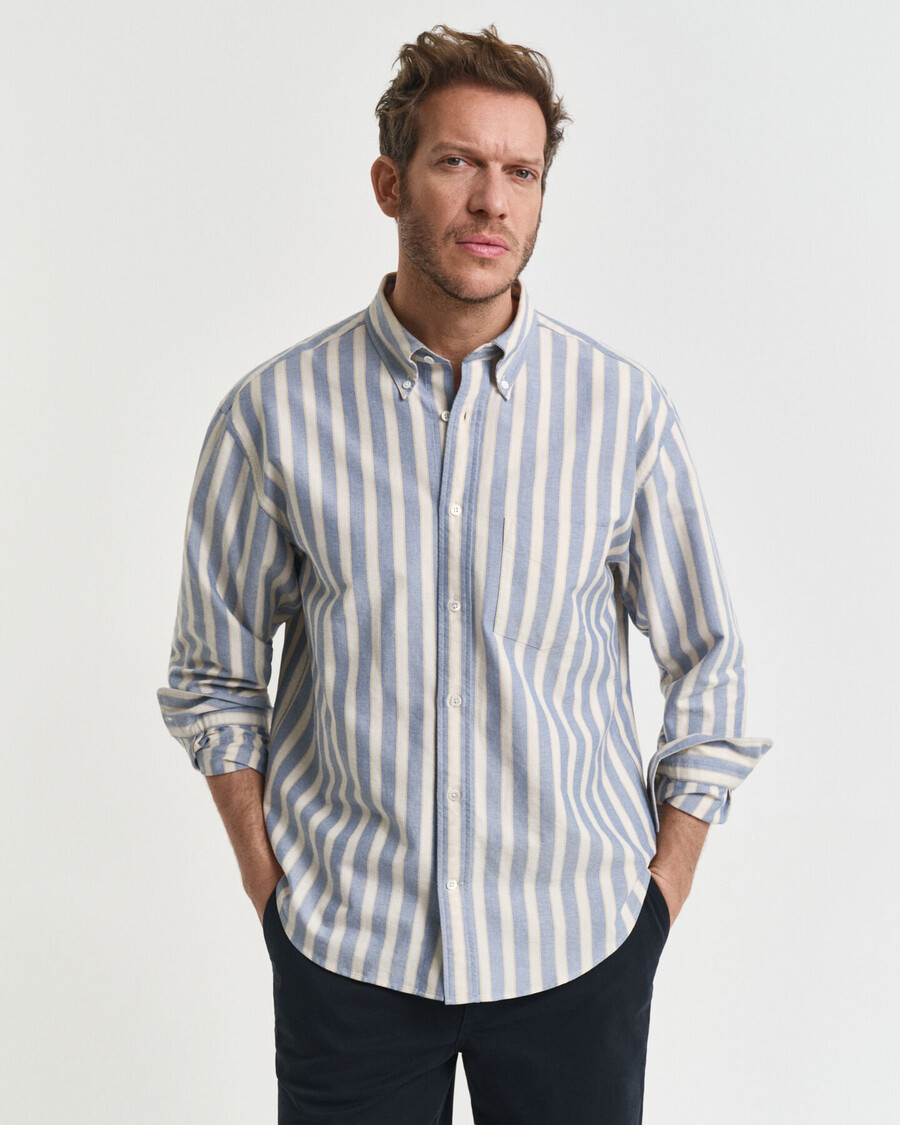 camicia oxford heritage a righe dal taglio rilassato - blu acqua