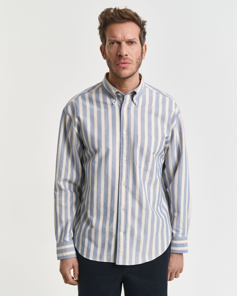 camicia oxford heritage a righe dal taglio rilassato - blu acqua