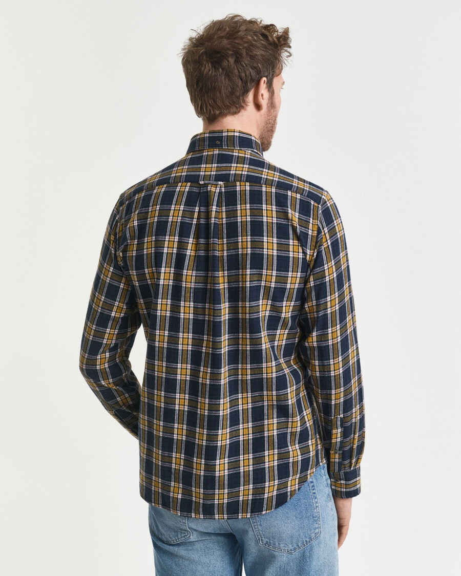 camicia in flanella a quadri con vestibilità regolare e svolazzante - blu sera