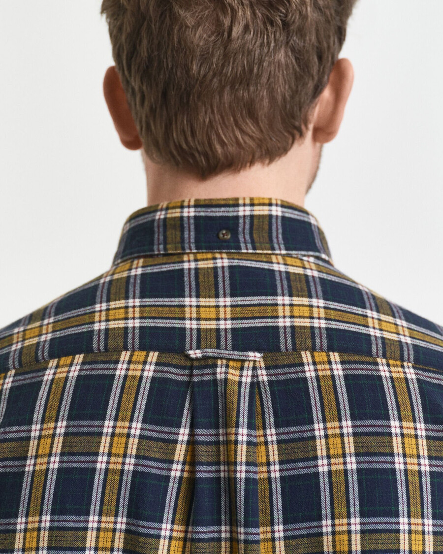 camicia in flanella a quadri con vestibilità regolare e svolazzante - blu sera