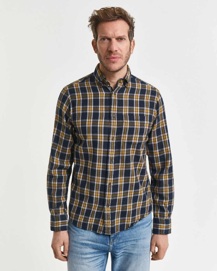 camicia in flanella a quadri con vestibilità regolare e svolazzante - blu sera