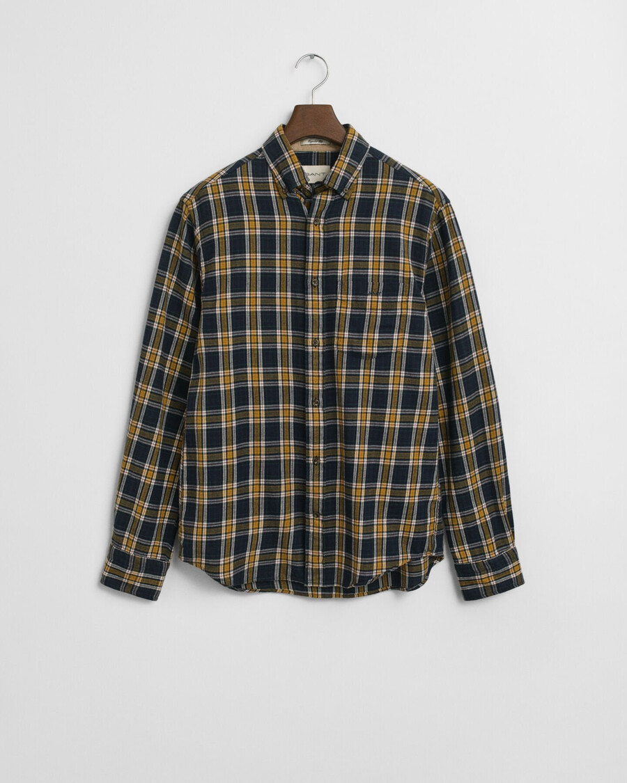 camicia in flanella a quadri con vestibilità regolare e svolazzante - blu sera