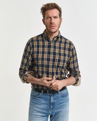 camicia in flanella a quadri con vestibilità regolare e svolazzante - blu sera