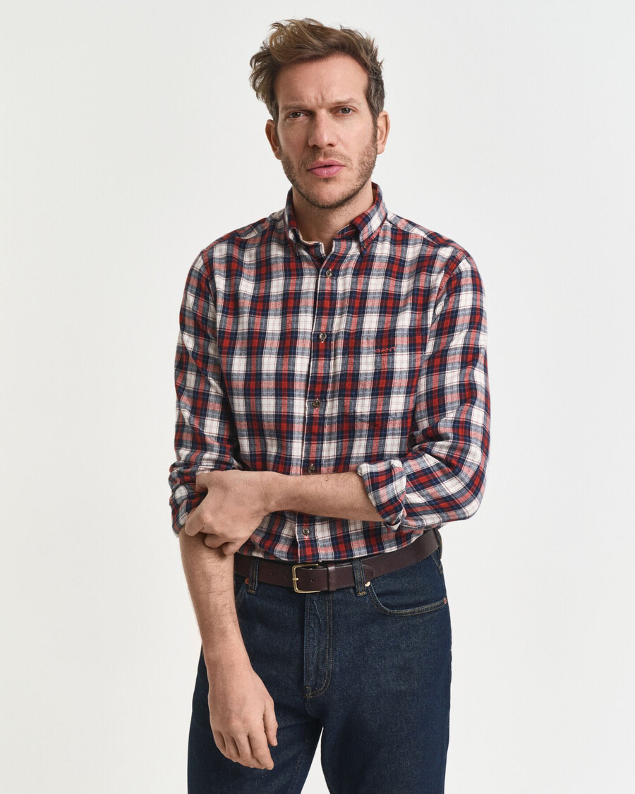 camicia in flanella a quadri con vestibilità regolare e vestibilità a vento - modern rust