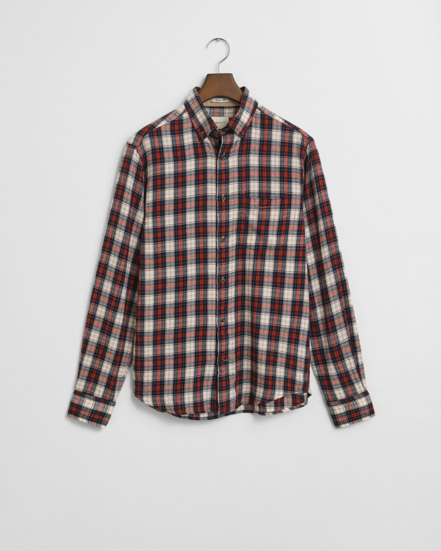 camicia in flanella a quadri con vestibilità regolare e vestibilità a vento - modern rust