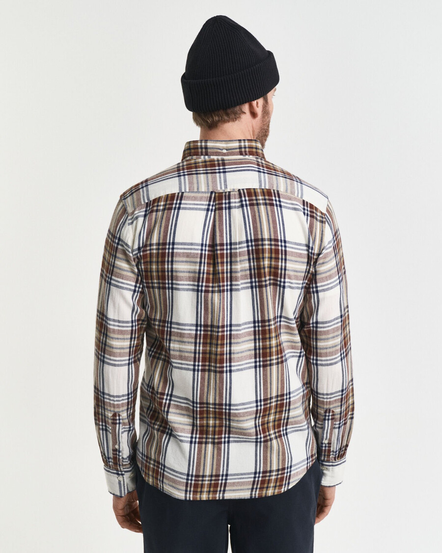 camicia a quadri in flanella a vento vestibilità regolare - crema