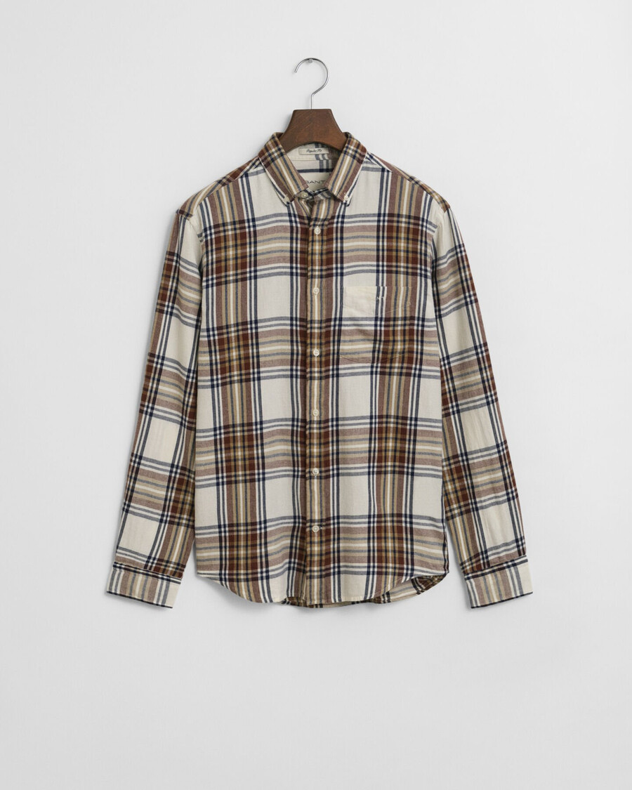 camicia a quadri in flanella a vento vestibilità regolare - crema