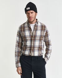 camicia a quadri in flanella a vento vestibilità regolare - crema
