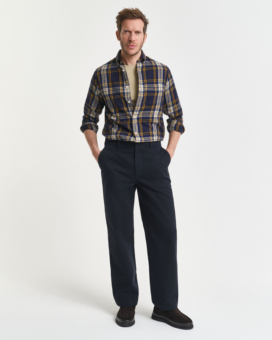 camicia a quadri in flanella a vento vestibilità regolare - blu sera