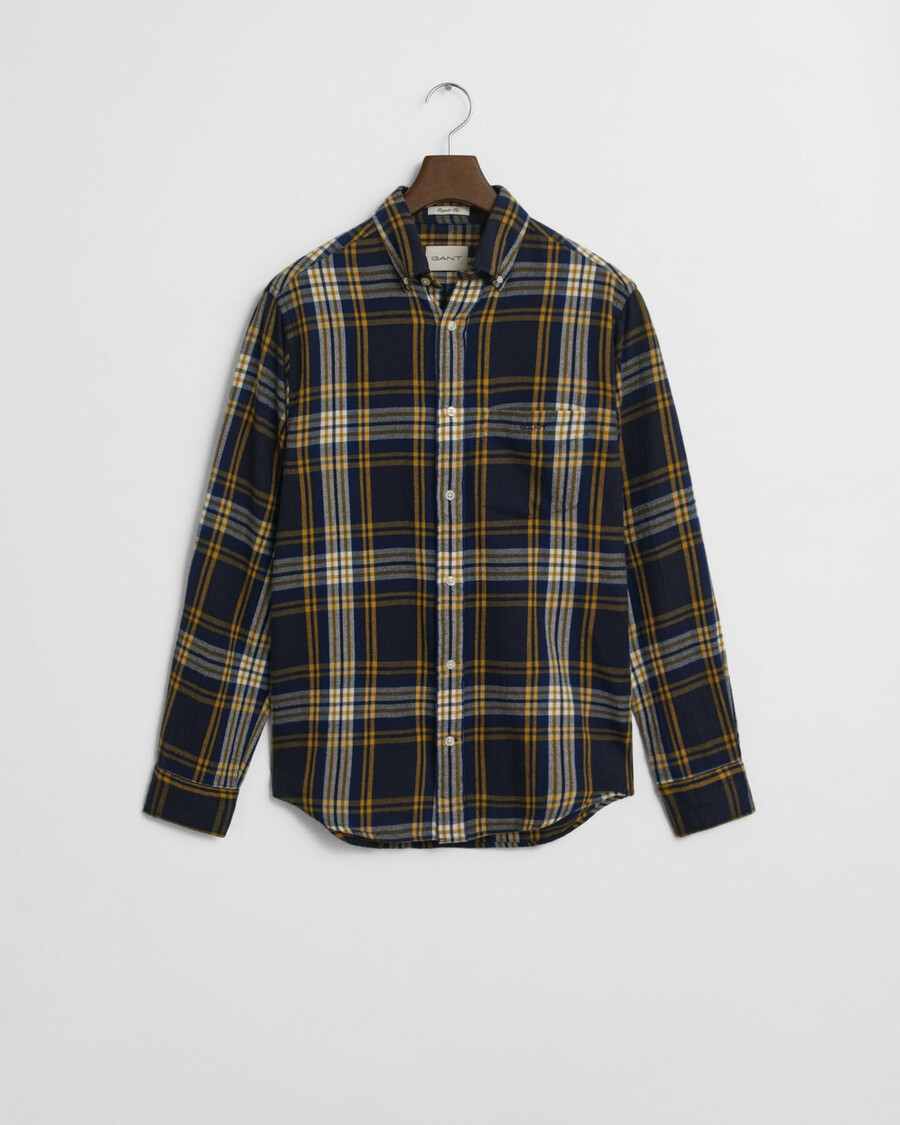 camicia a quadri in flanella a vento vestibilità regolare - blu sera