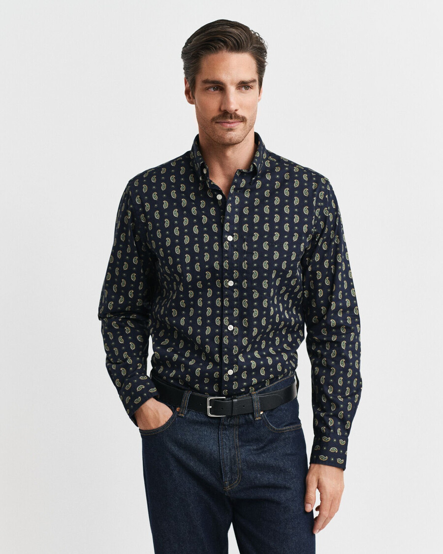 camicia in twill con stampa paisley vestibilità regolare - blu sera