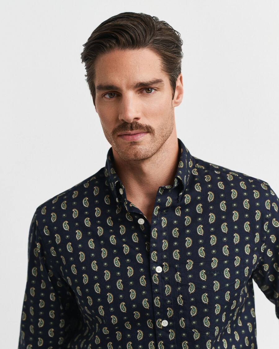 camicia in twill con stampa paisley vestibilità regolare - blu sera