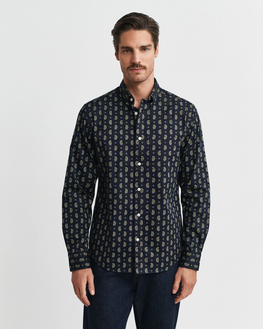 camicia in twill con stampa paisley vestibilità regolare - blu sera
