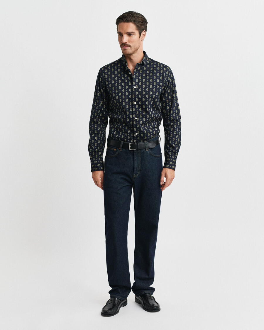 camicia in twill con stampa paisley vestibilità regolare - blu sera