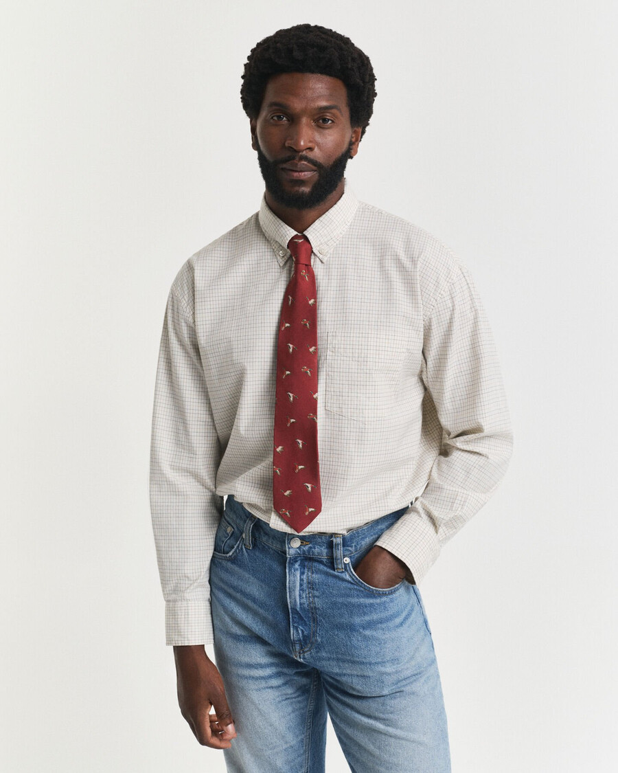 camicia oxford di lusso a quadri oversize - bianco avorio
