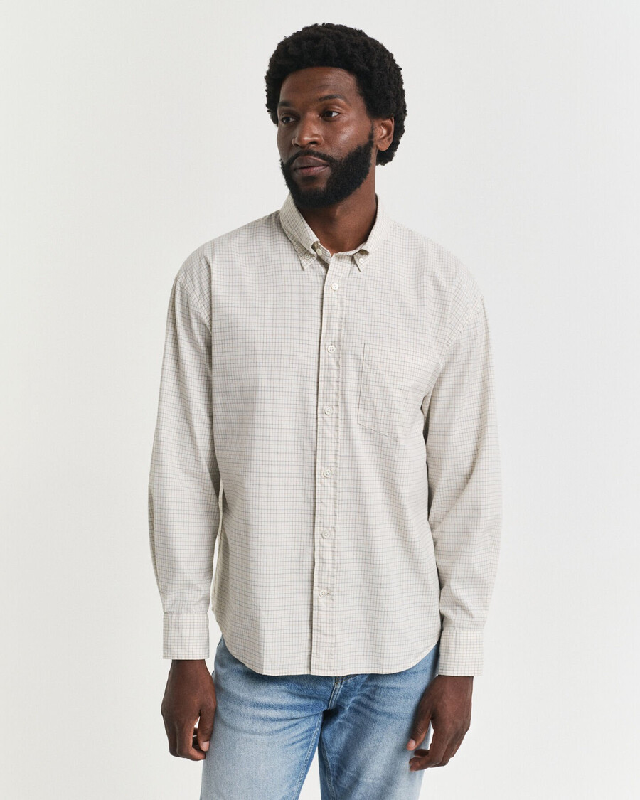 camicia oxford di lusso a quadri oversize - bianco avorio