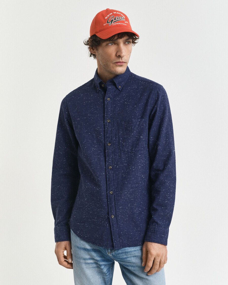 camicia in flanella nepps vestibilità regolare - blu persiano