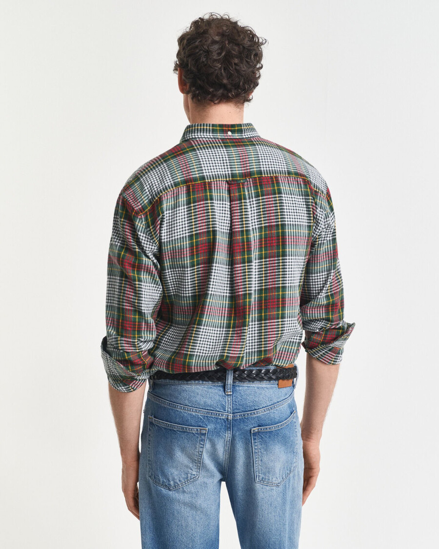 camicia in twill a quadri leggera e vestibilità rilassata - verde tartan