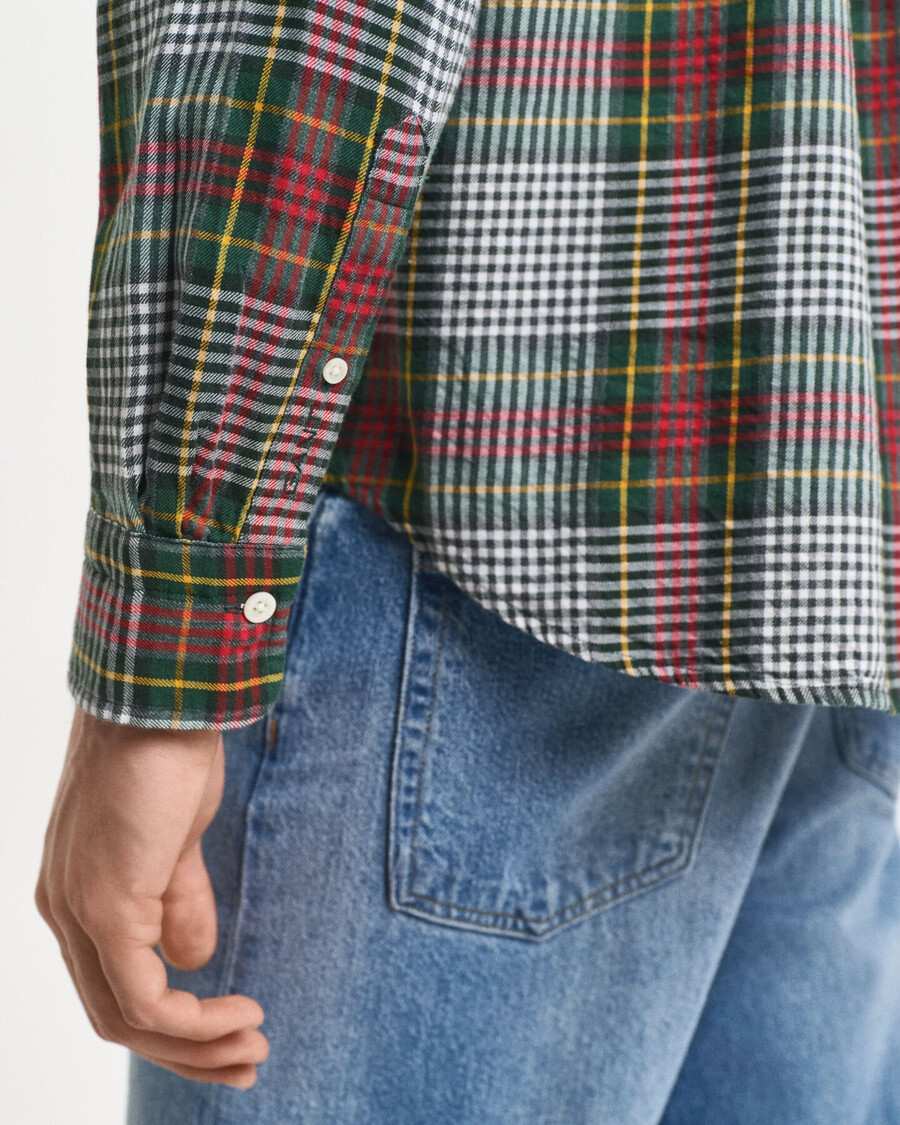 camicia in twill a quadri leggera e vestibilità rilassata - verde tartan