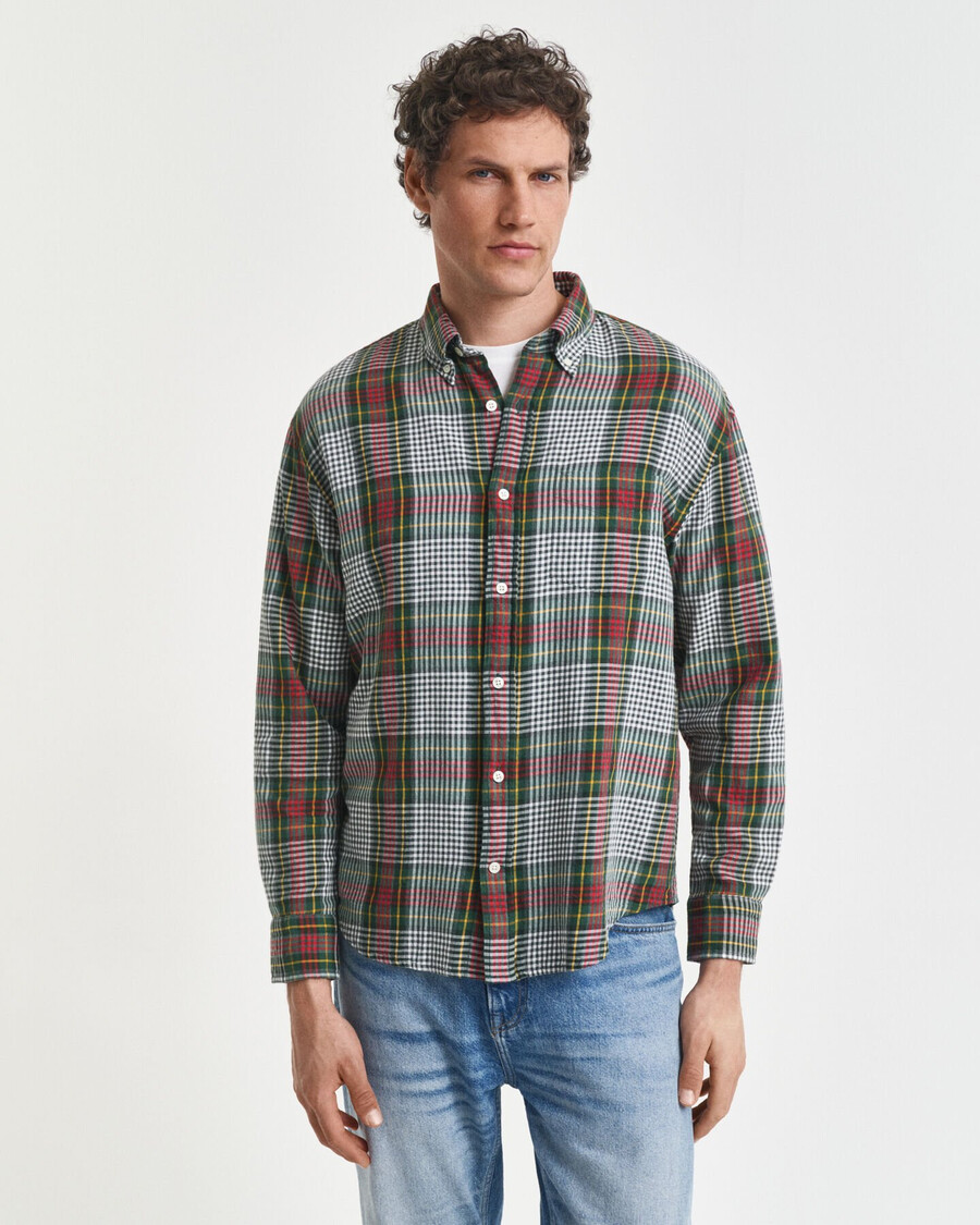camicia in twill a quadri leggera e vestibilità rilassata - verde tartan