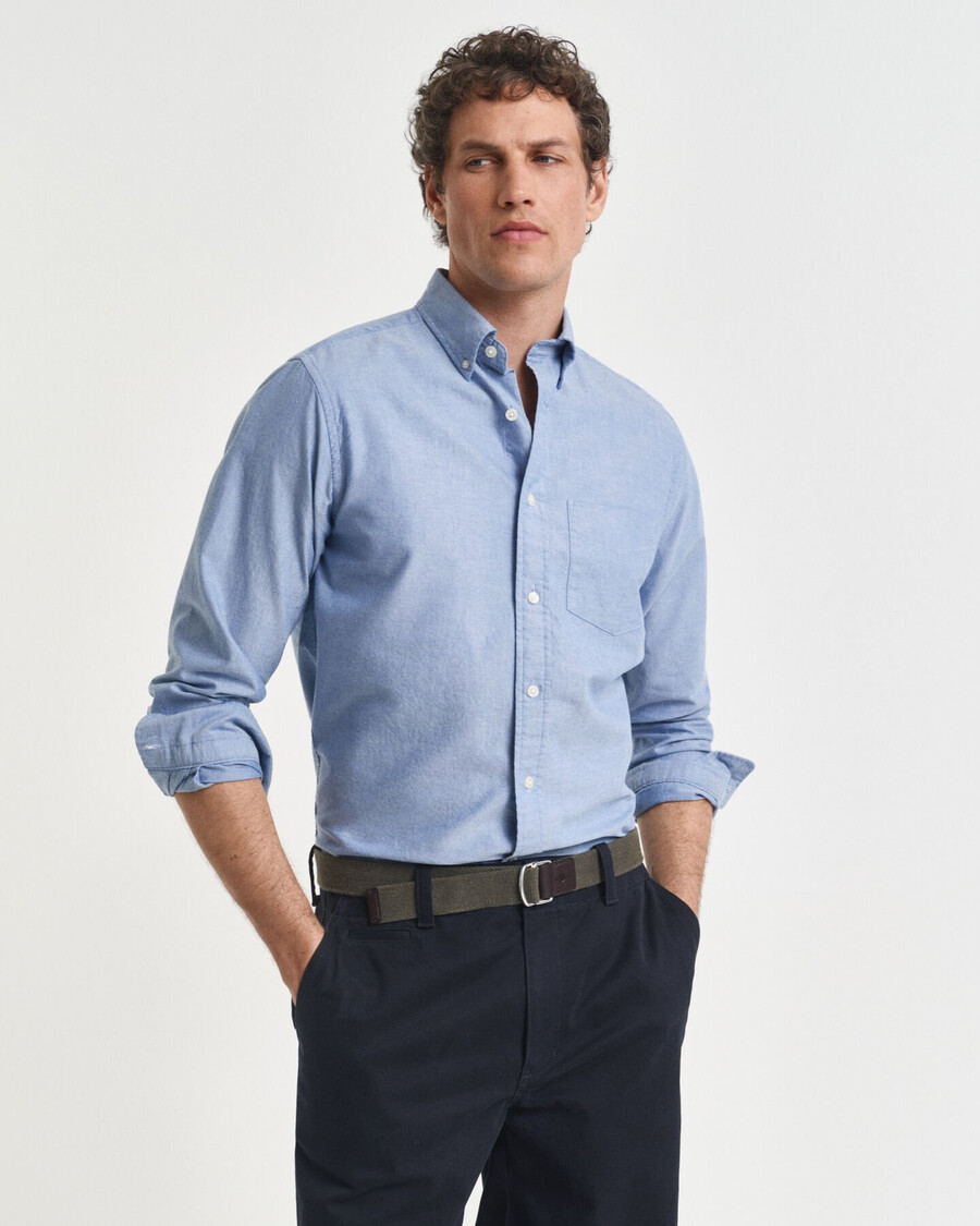 camicia oxford regular fit archive - blu acqua