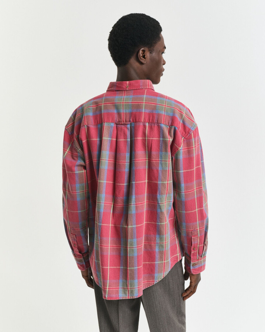 camicia a quadri oversize in twill lavato - modern rust