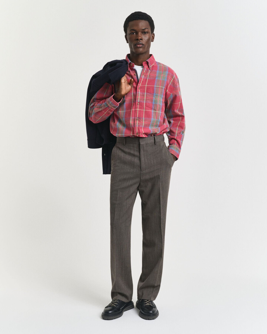 camicia a quadri oversize in twill lavato - modern rust