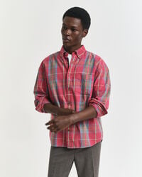 camicia a quadri oversize in twill lavato - modern rust
