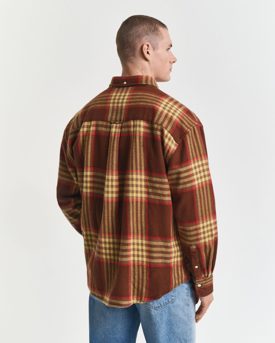 camicia oversize in flanella twill - marrone mogano
