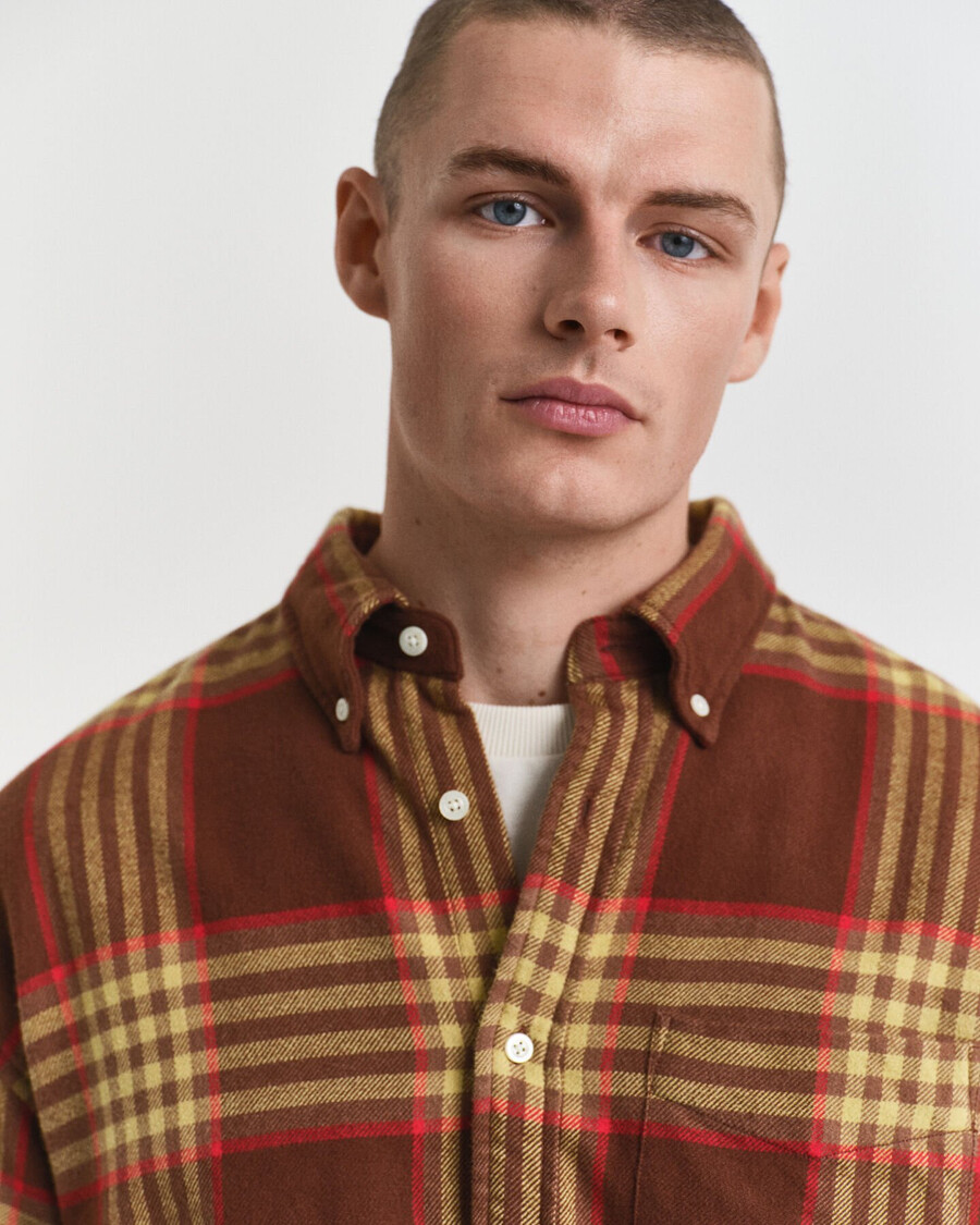 camicia oversize in flanella twill - marrone mogano