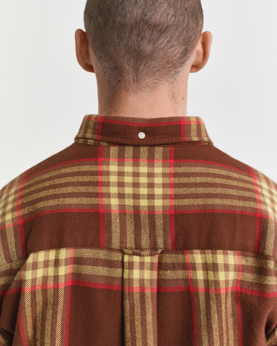 camicia oversize in flanella twill - marrone mogano