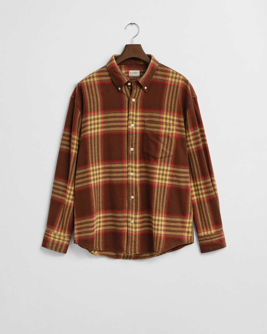 camicia oversize in flanella twill - marrone mogano