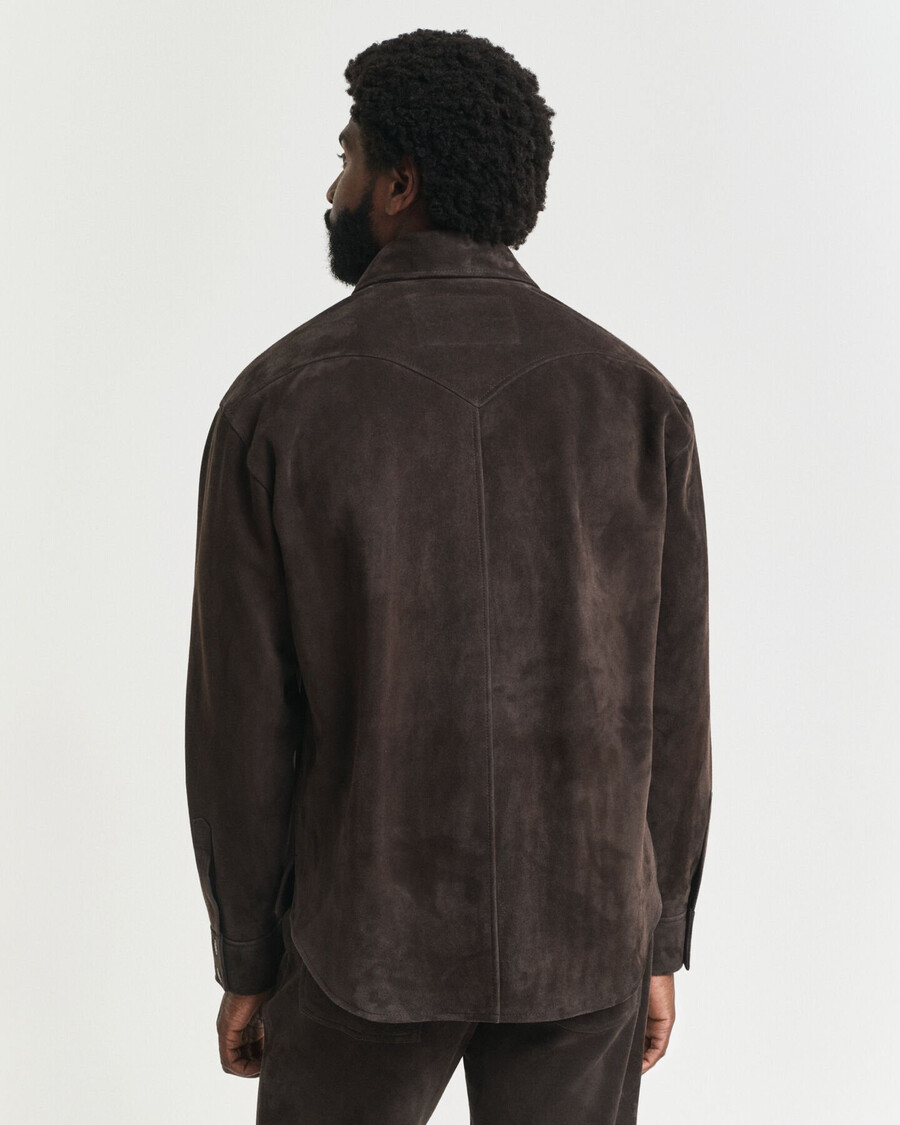 camicia in pelle scamosciata rodeo dal taglio rilassato - marrone scuro
