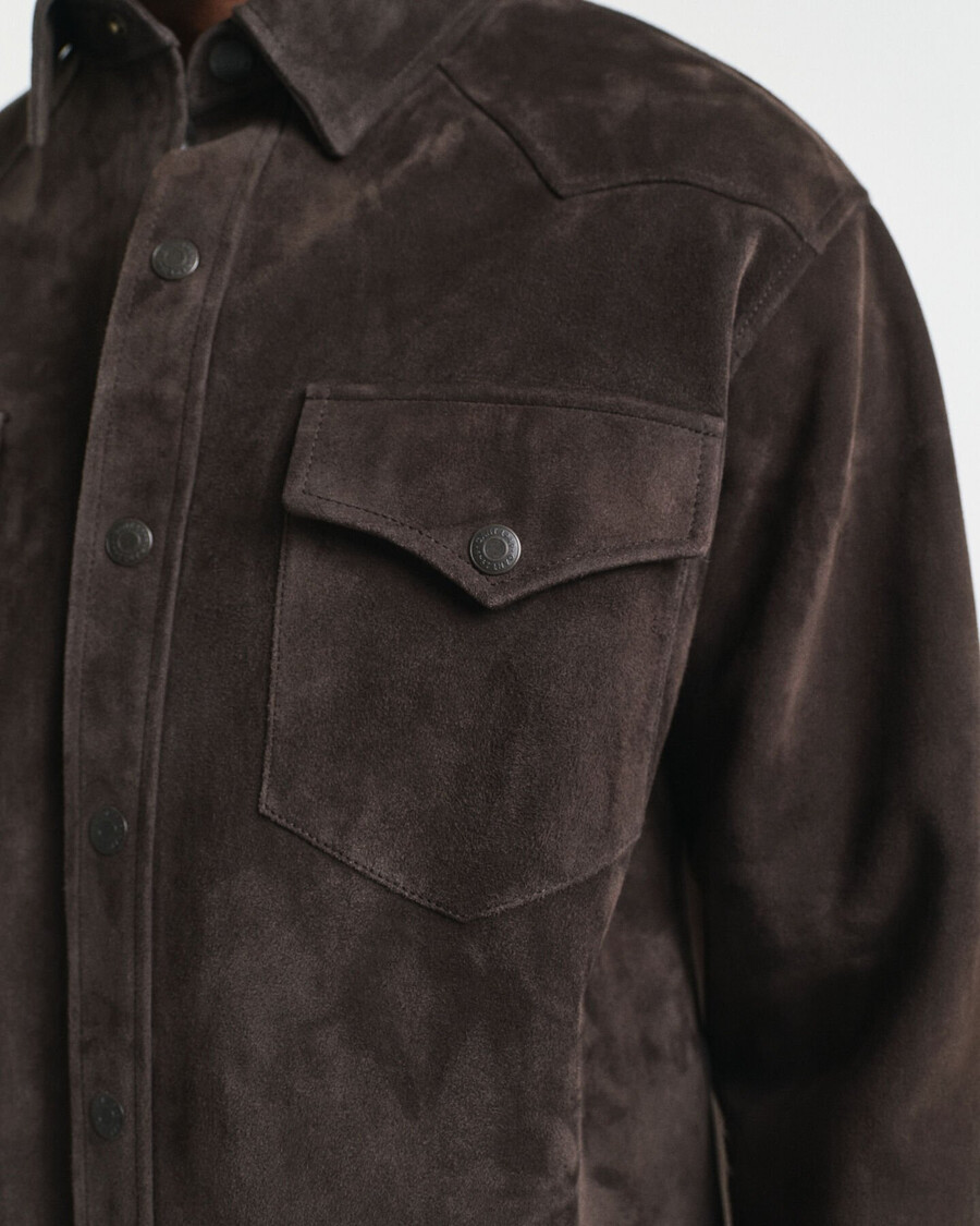 camicia in pelle scamosciata rodeo dal taglio rilassato - marrone scuro