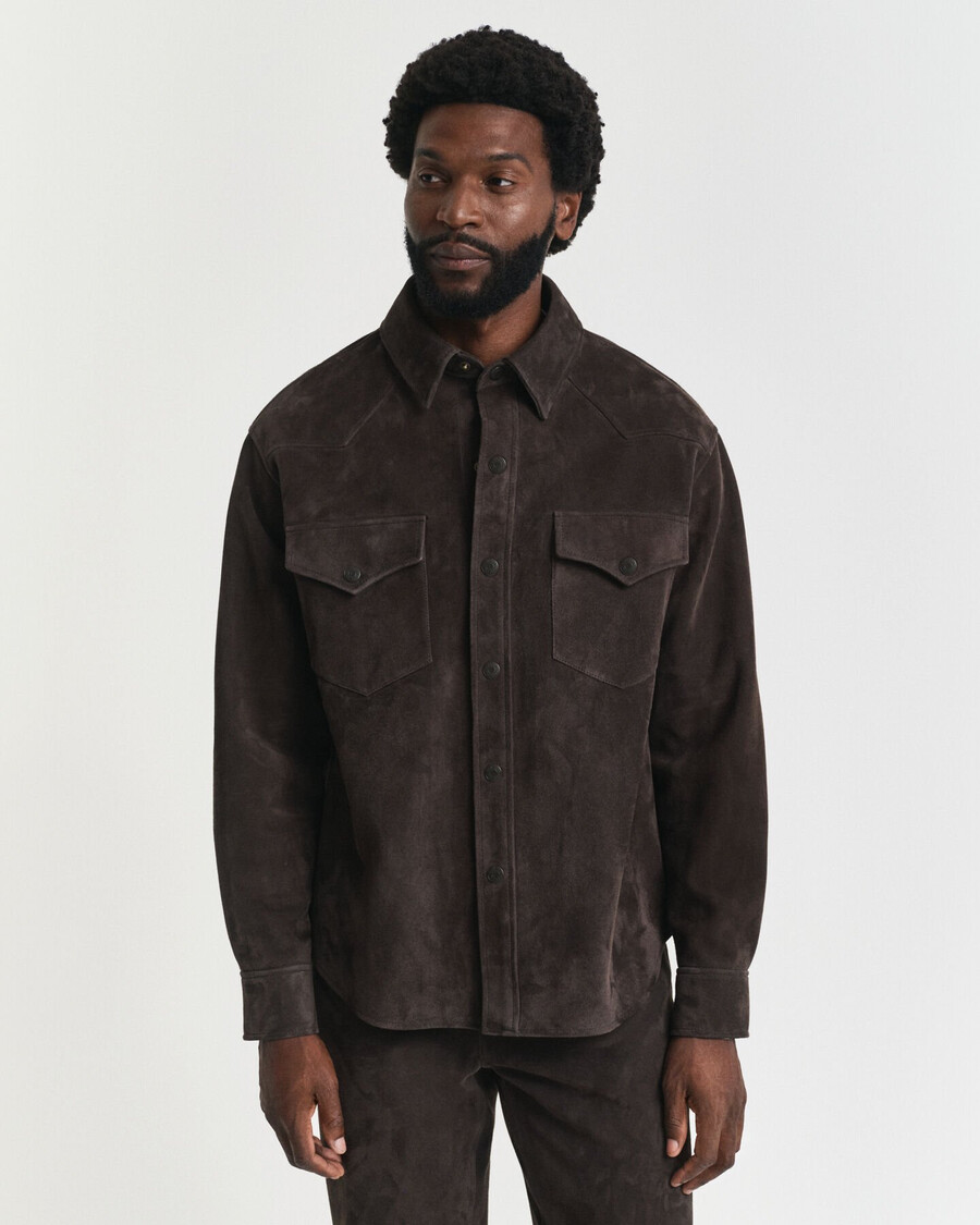 camicia in pelle scamosciata rodeo dal taglio rilassato - marrone scuro