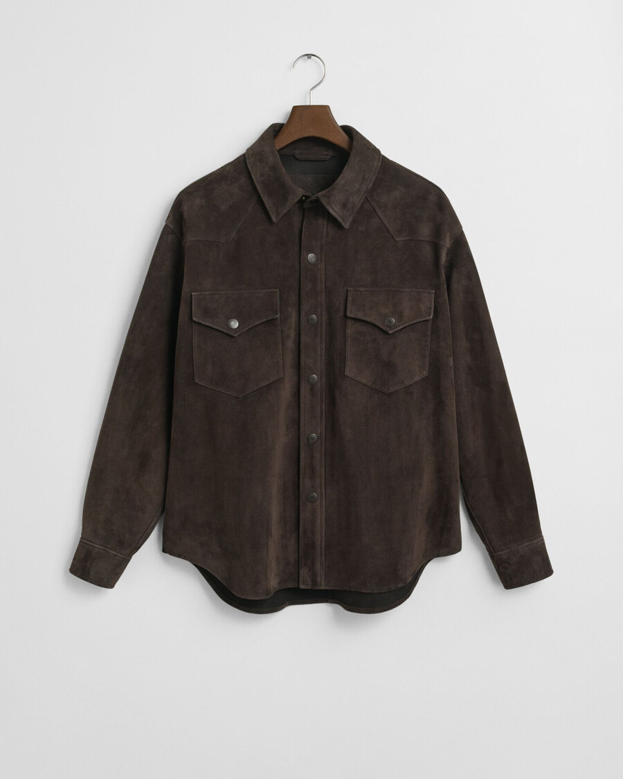 camicia in pelle scamosciata rodeo dal taglio rilassato - marrone scuro