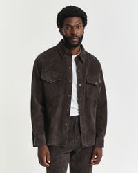 camicia in pelle scamosciata rodeo dal taglio rilassato - marrone scuro