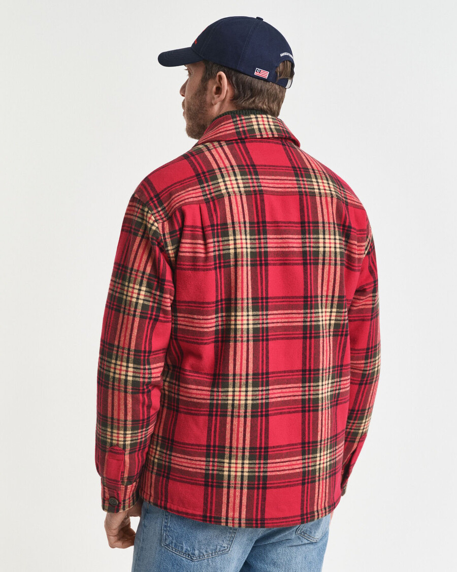 camicia imbottita a quadri dal taglio rilassato - rosso ciliegia