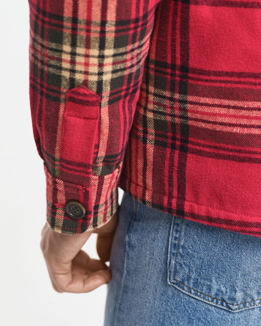 camicia imbottita a quadri dal taglio rilassato - rosso ciliegia