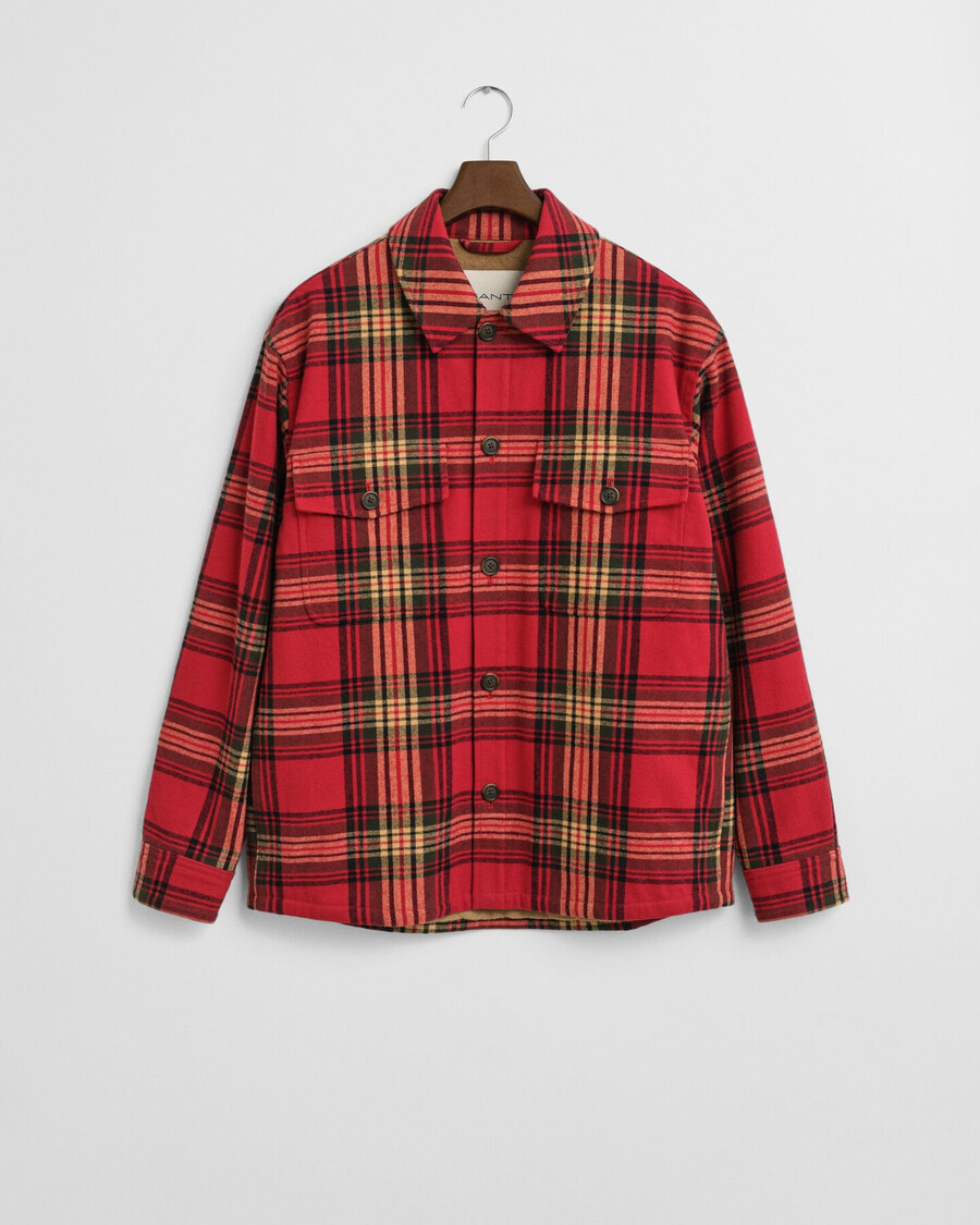 camicia imbottita a quadri dal taglio rilassato - rosso ciliegia