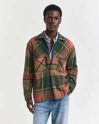 camicia in lana pesante a quadri dal taglio rilassato - verde campagna