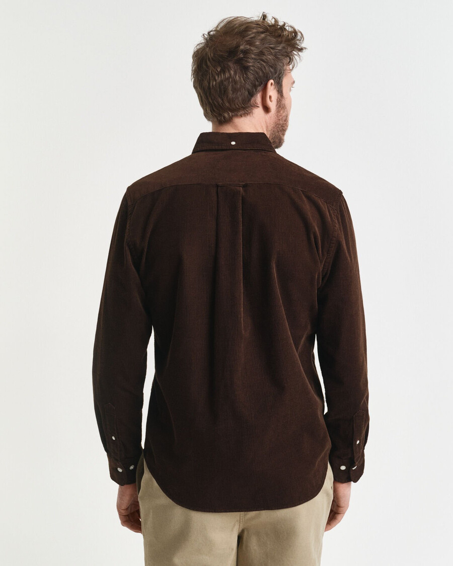 camicia in velluto a coste di cotone vestibilità regolare - marrone intenso