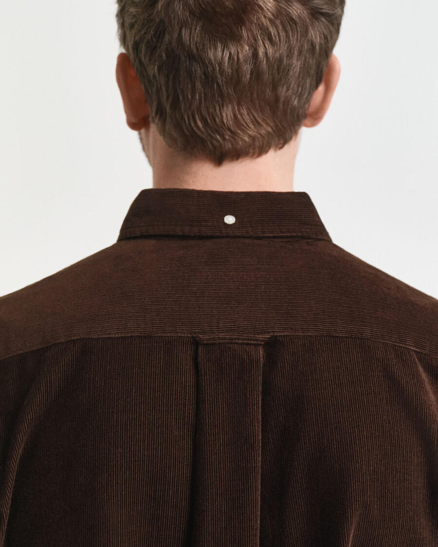 camicia in velluto a coste di cotone vestibilità regolare - marrone intenso