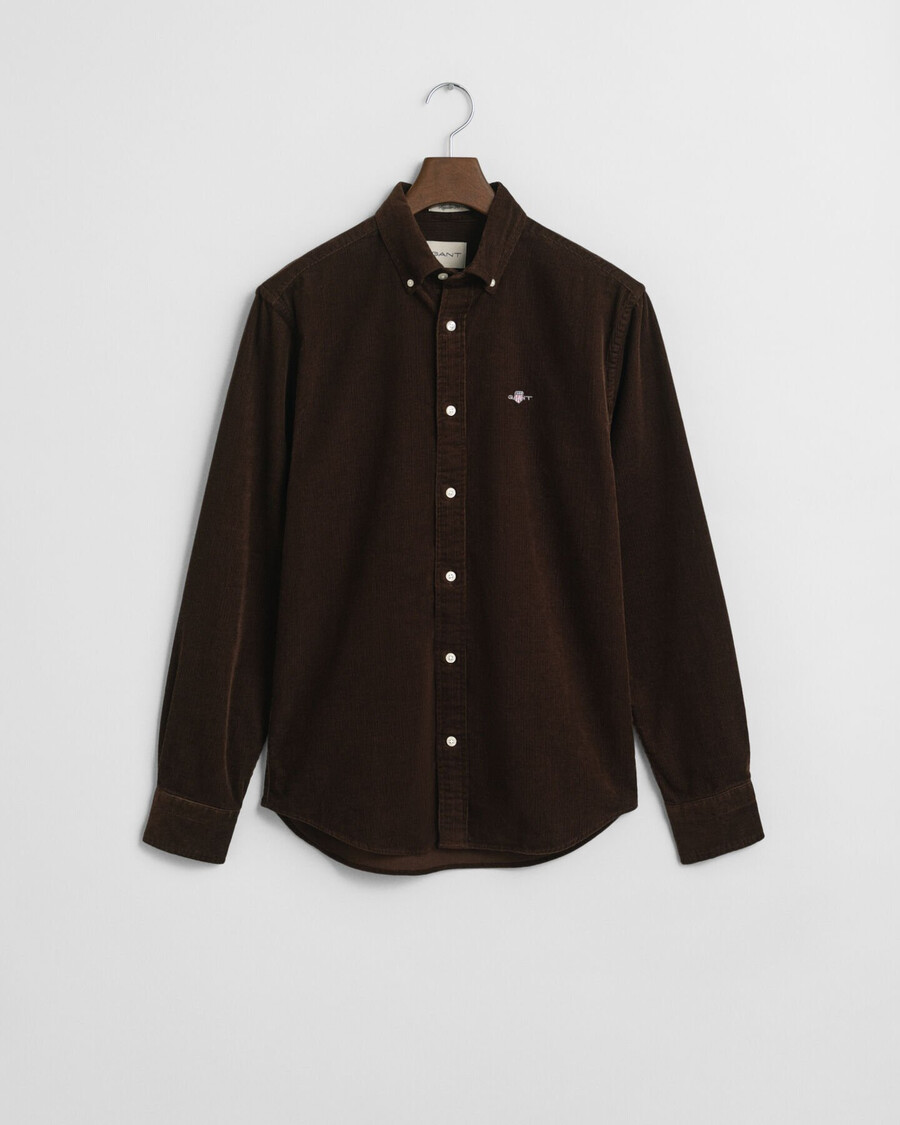 camicia in velluto a coste di cotone vestibilità regolare - marrone intenso