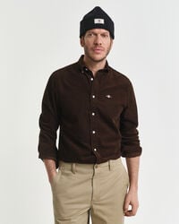 camicia in velluto a coste di cotone vestibilità regolare - marrone intenso