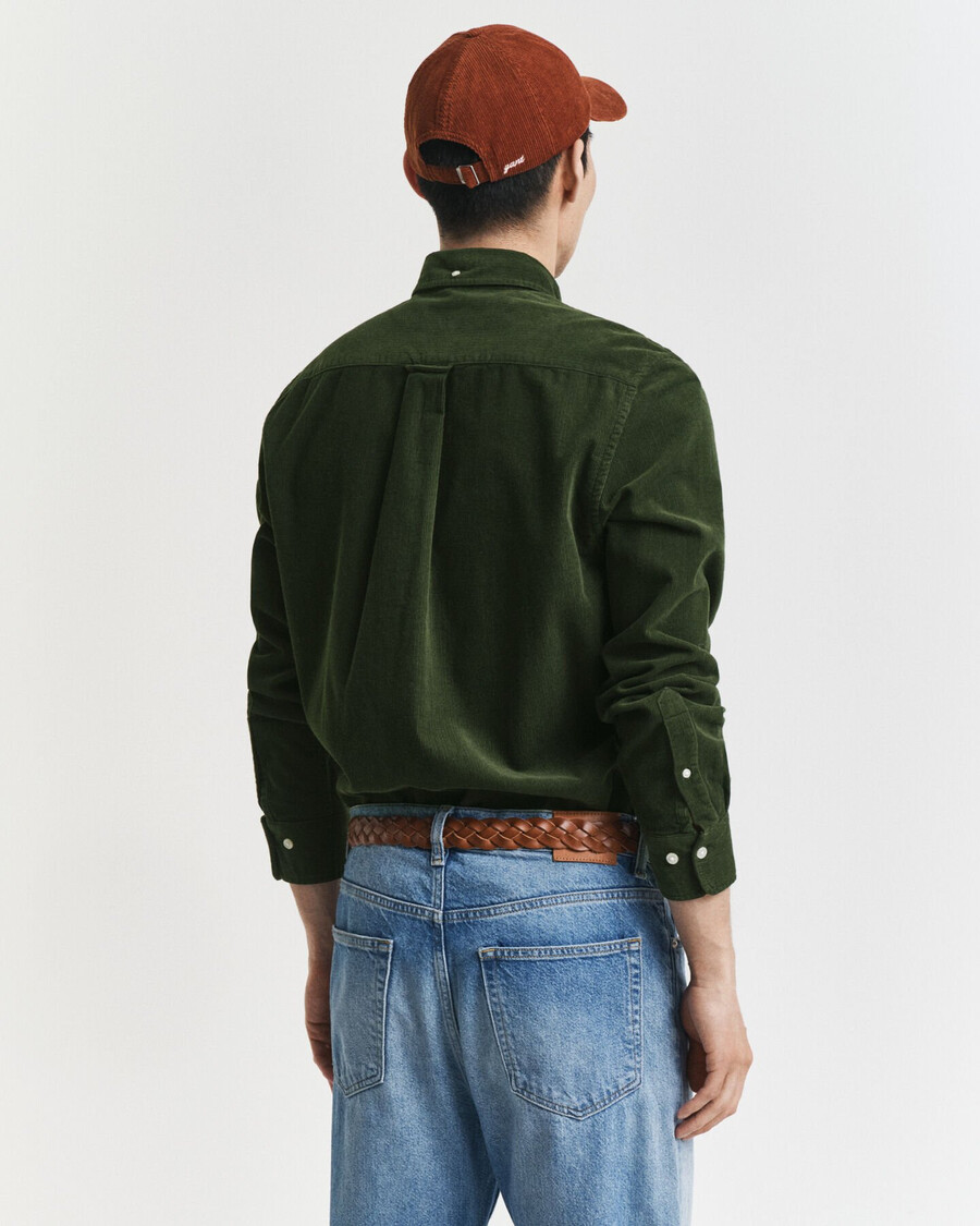 camicia in velluto a coste di cotone vestibilità regolare - verde campagna