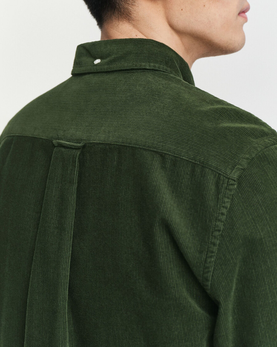 camicia in velluto a coste di cotone vestibilità regolare - verde campagna